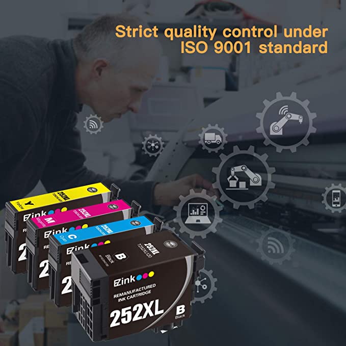 Remanufactured Ink Cartridge Epson 252XL T252 T252XL120 4 Pack E-Z Ink