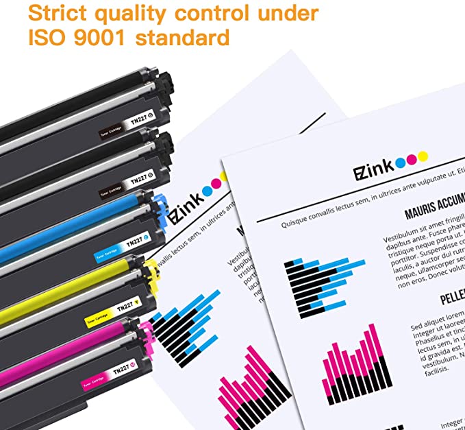 Compatible Toner Cartridge Brother TN227 TN-227 TN227bk TN223 TN-223 with Chip 5 Pack E-Z Ink