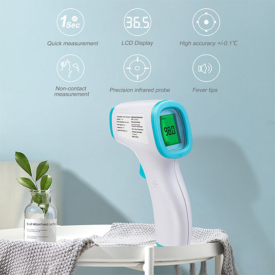 Non-Contact Infrared Forehead Thermometer IR Digital Medical Body Laser Gun to Measure Temperature Fever, FDA Cleared, Instant Accurate Reading with LCD Display, for Adults, Babies. E-Z Ink