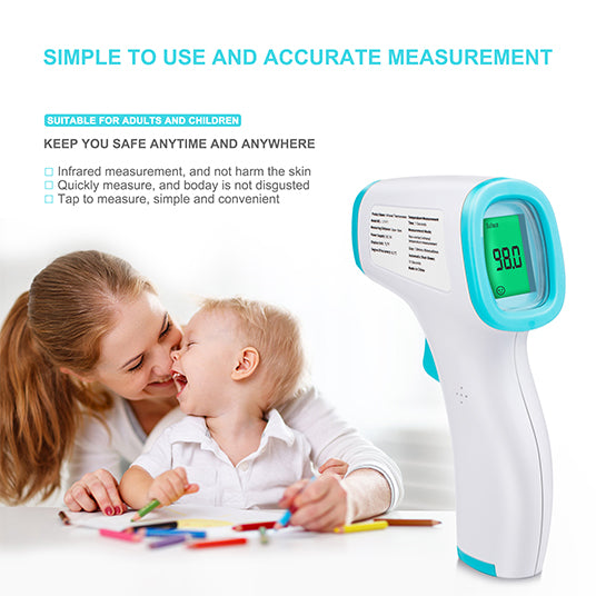 Non-Contact Infrared Forehead Thermometer IR Digital Medical Body Laser Gun to Measure Temperature Fever, FDA Cleared, Instant Accurate Reading with LCD Display, for Adults, Babies. E-Z Ink