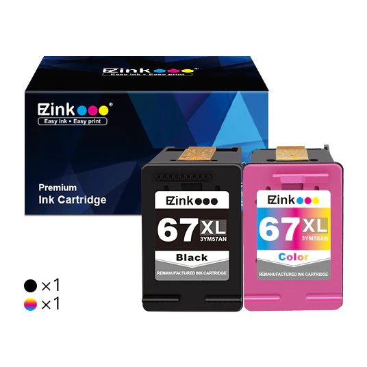 HP 67 67XL Remanufactured Ink Cartridge (1 Black,1 Tri-Color) E-Z Ink