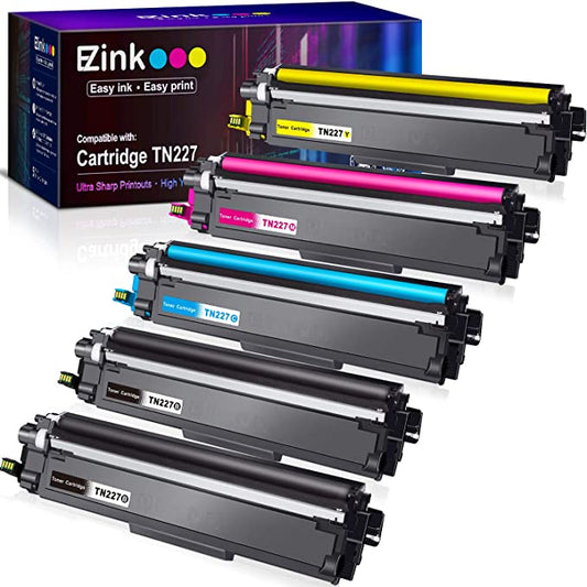 Compatible Toner Cartridge Brother TN227 TN-227 TN227bk TN223 TN-223 with Chip 5 Pack E-Z Ink