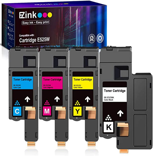Compatible Toner Cartridge Dell E525W E525 525w 4 Pack E-Z Ink