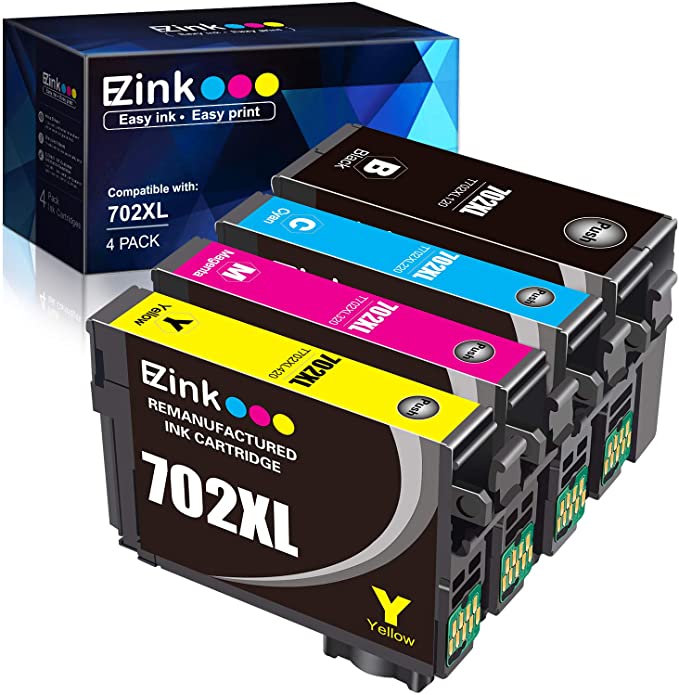 Remanufactured Ink Cartridge Epson 702XL T702XL 702 T702 4 Pack E-Z Ink
