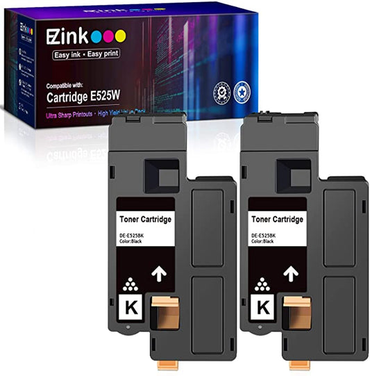 Compatible Toner Cartridg Dell E525W E525 525w 2 Pack E-Z Ink