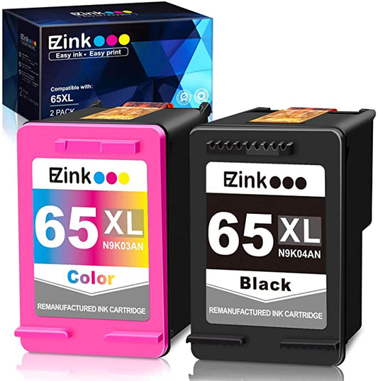 Remanufactured Ink Cartridge HP 65XL 65 XL 2 Pack E-Z Ink