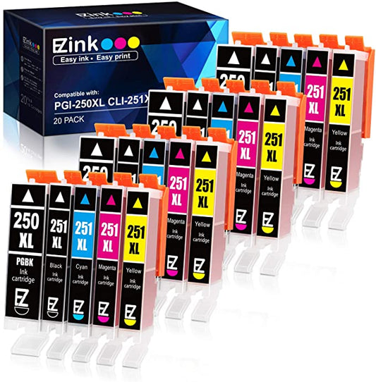 Compatible Ink Cartridge Canon PGI-250XL CLI-251XL 20 pack E-Z Ink