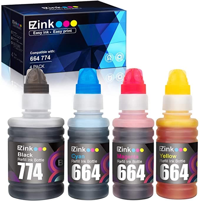 Compatible Ink Bottle Epson 774 664 T774 T664 High Yield 4 Pack E-Z Ink