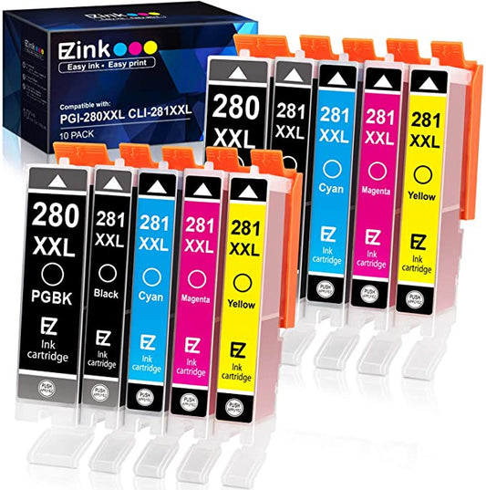 Compatible Ink Cartridge Canon 280 281 PGI-280XXL CLI-281XXL 10 Pack E-Z Ink