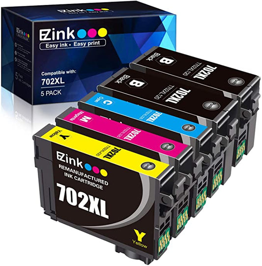 Remanufactured Ink Cartridge Epson 702XL T702XL 5 Pack E-Z Ink