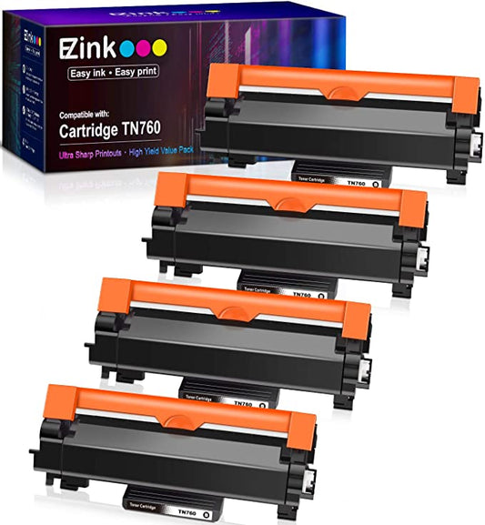Compatible Toner Cartridge Brother TN760 TN 760 TN730 with Chip 4 Pack E-Z Ink