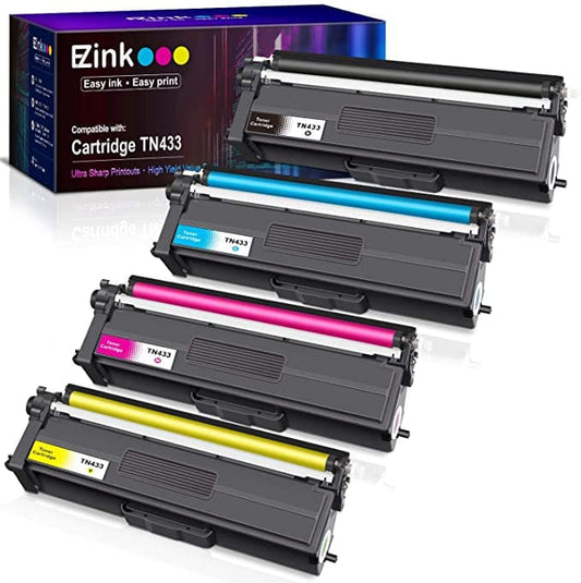 Compatible Toner Cartridge Brother TN-433 TN433 TN433bk TN431 4 Pack E-Z Ink