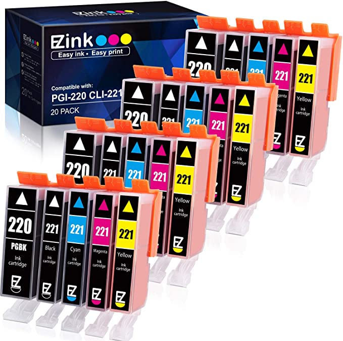 Compatible Ink Cartridge Canon PGI-220 PGI220 CLI-221 CLI221 20 Pack E-Z Ink