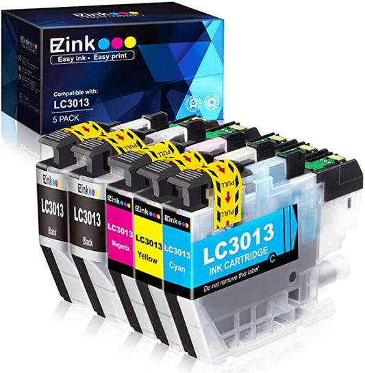 Compatible Ink Cartridge Brother LC3013 LC-3013 with The Latest Upgraded Chips 5 Pack E-Z Ink