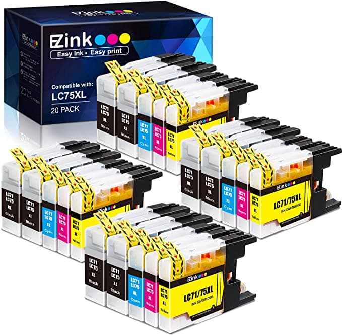 Compatible Ink Cartridge Brother LC-75 XL High Yield 20 Pack E-Z Ink