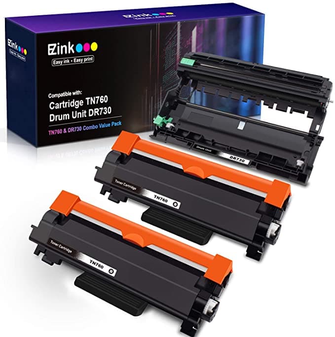 Compatible Toner Cartridge and Drum Unit Brother TN760 TN730 DR730 2 Toner Cartridge, 1 Drum Unit E-Z Ink