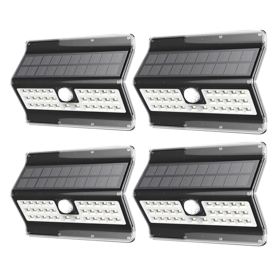 EZBASICS Solar Lights Outdoor 32 LED, Black Shape, 4 Pack ezbasics