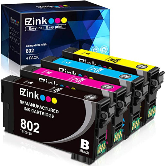 Remanufactured Ink Cartridge Epson 802XL T802XL 4 Pack E-Z Ink