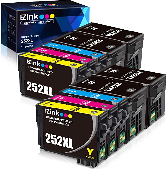 Remanufactured Ink Cartridge Epson 252XL 252 XL T252 T252XL120 10 Pack E-Z Ink
