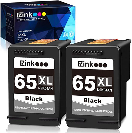 Remanufactured Ink Cartridge HP 65 65XL 65 XL 2 Pack E-Z Ink