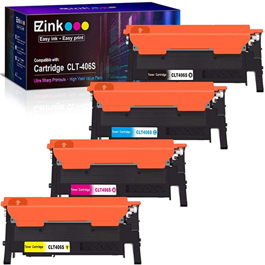 Compatible Toner Cartridge Samsung 406 406S CLT-K406S CLT-C406S CLT-M406S CLT-Y406S 4 Pack E-Z Ink
