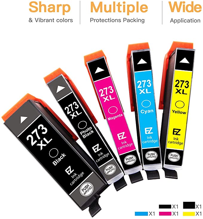 Remanufactured Ink Cartridge Epson 273XL T273XL 5 Pack E-Z Ink