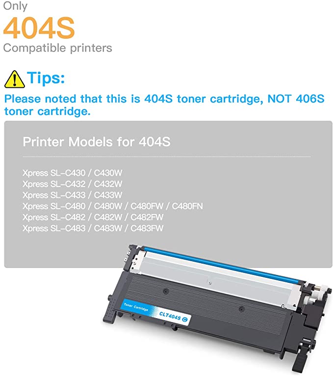 Compatible Toner Cartridge Samsung 404S CLT-404S CLT-K404S CLT-C404S CLT-M404S CLT-Y404S 4 Pack E-Z Ink