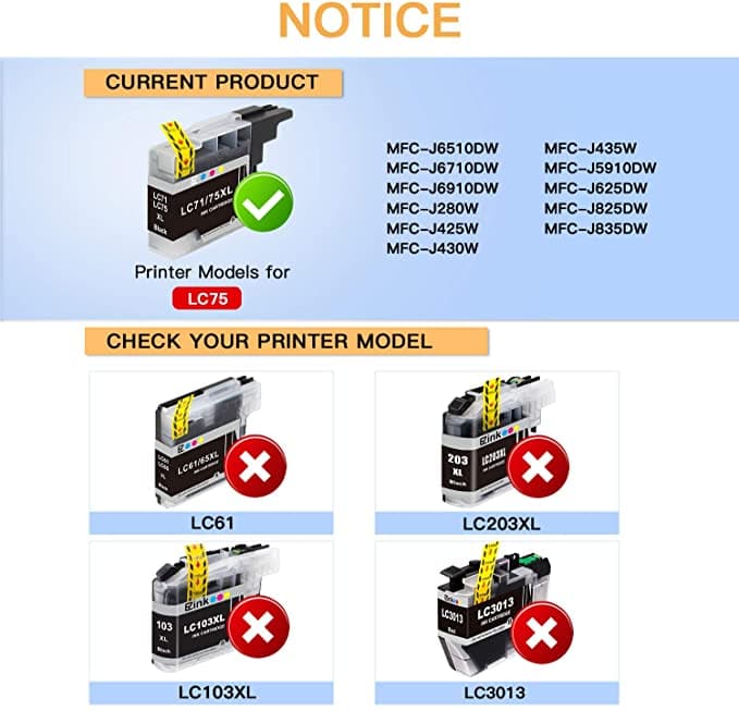 Compatible Ink Cartridge Brother LC-75 XL High Yield 20 Pack E-Z Ink