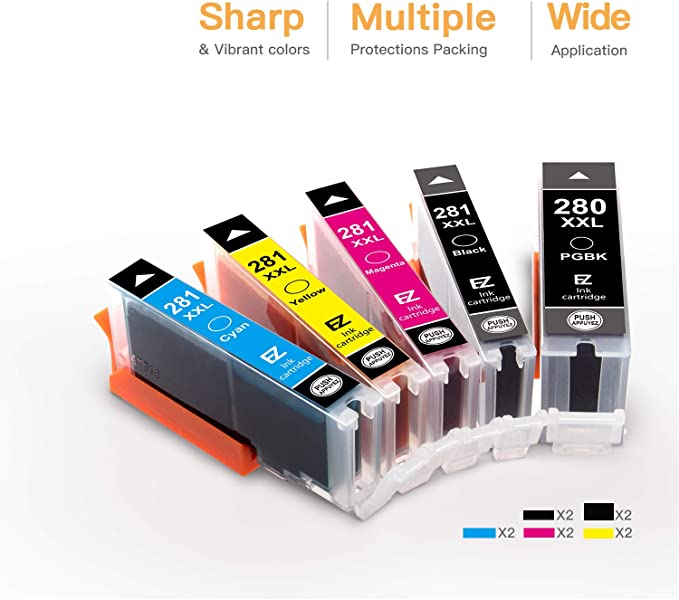 Compatible Ink Cartridge Canon 280 281 PGI-280XXL CLI-281XXL 10 Pack E-Z Ink
