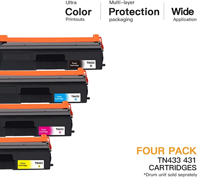 Compatible Toner Cartridge Brother TN-433 TN433 TN433bk TN431 4 Pack E-Z Ink