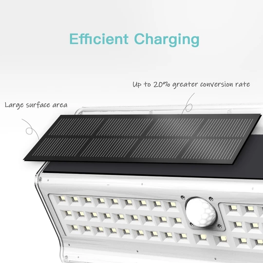 EZBASICS Solar Motion Sensor Light Outdoor, 56 LED, White Shape, 1 Pack ezbasics
