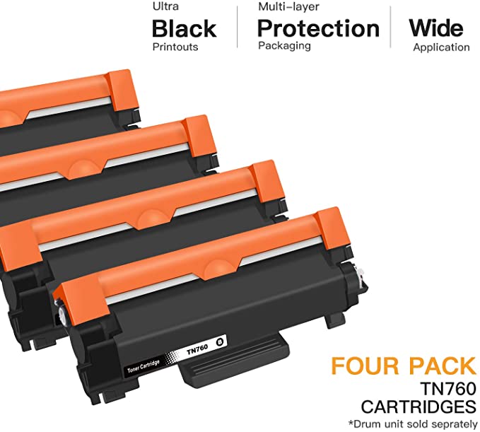 Compatible Toner Cartridge Brother TN760 TN 760 TN730 with Chip 4 Pack E-Z Ink