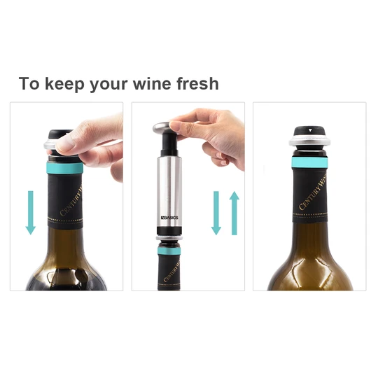 EZBASICS Wine Stoppers with Vacuum - 6 Pack, Black ezbasics