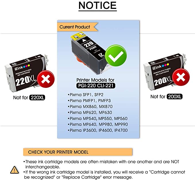 Compatible Ink Cartridge Canon PGI-220 PGI220 CLI-221 CLI221 20 Pack E-Z Ink