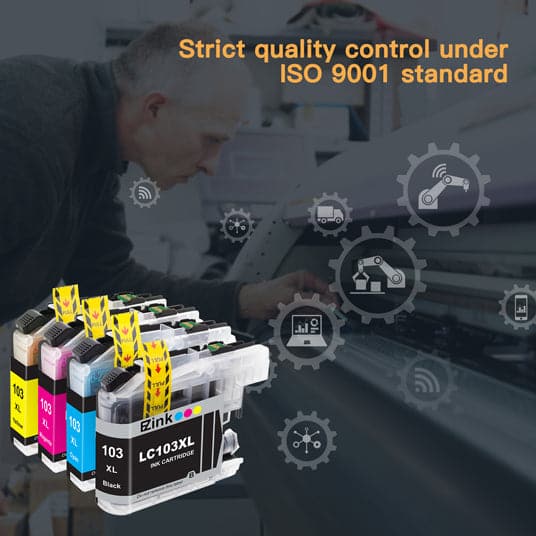 Compatible Ink Cartridge Brother LC103 High Yield B-C-M-Y Combo Pack 4 Pack E-Z Ink