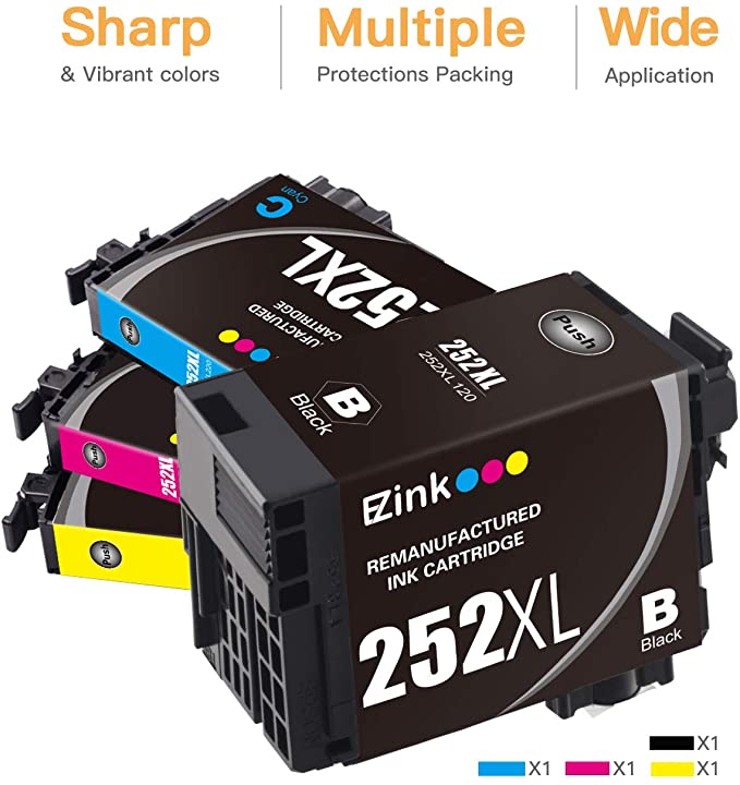 Remanufactured Ink Cartridge Epson 252XL T252 T252XL120 4 Pack E-Z Ink
