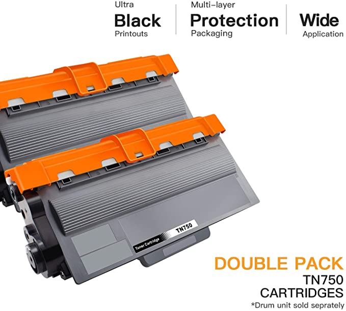 Compatible Toner Cartridge Brother TN750 TN-750 TN720 TN-720 High Yield 2 Pack E-Z Ink