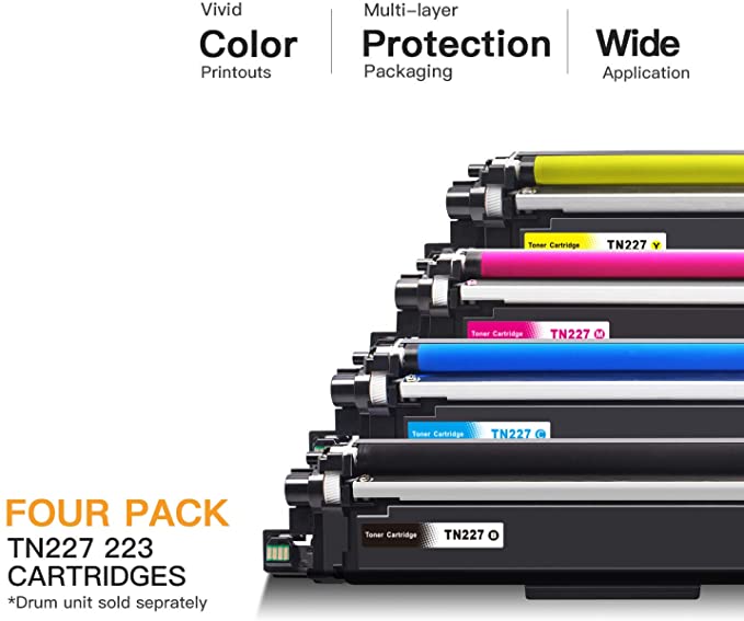 Compatible Toner Cartridge Brother TN227 TN-227 TN227bk TN223 TN-223 with Chip 4 Pack E-Z Ink