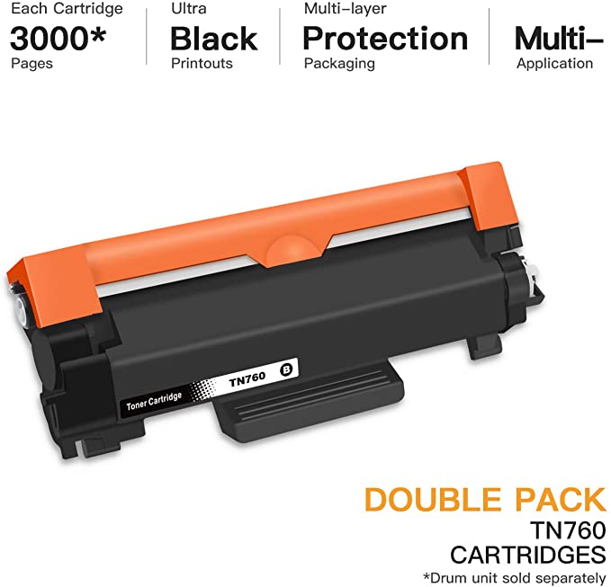 Compatible Toner Cartridge Brother TN760 TN-760 TN730 2 Pack E-Z Ink