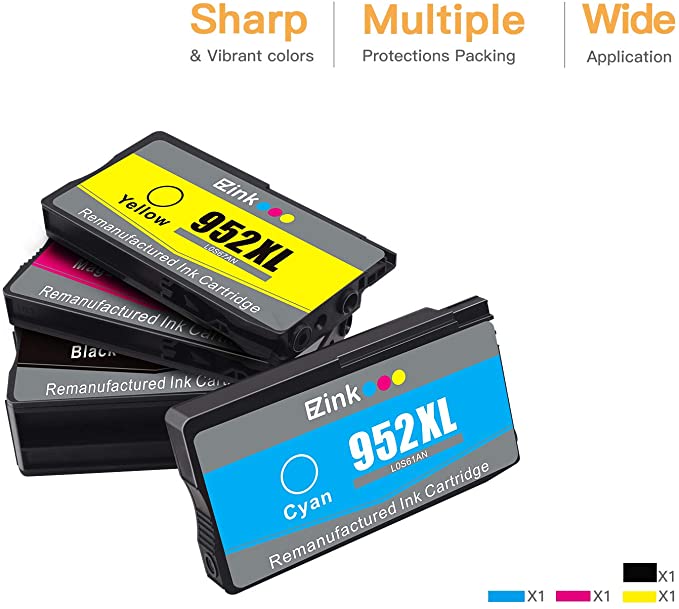 Remanufactured Ink Cartridge HP 952XL Upgraded Chips 4 Pack E-Z Ink