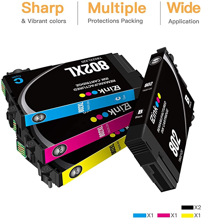 Remanufactured Ink Cartridge Epson 802XL 802 T802XL T802 5 Pack E-Z Ink