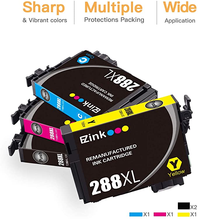 Remanufactured Ink Cartridge Epson 288XL T288XL High Yield 5 Pack E-Z Ink