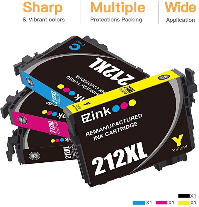 Remanufactured Ink Cartridge Epson 212XL T212XL T212 4 Pack E-Z Ink