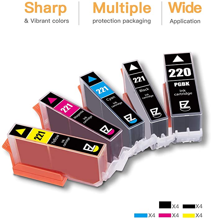 Compatible Ink Cartridge Canon PGI-220 PGI220 CLI-221 CLI221 20 Pack E-Z Ink