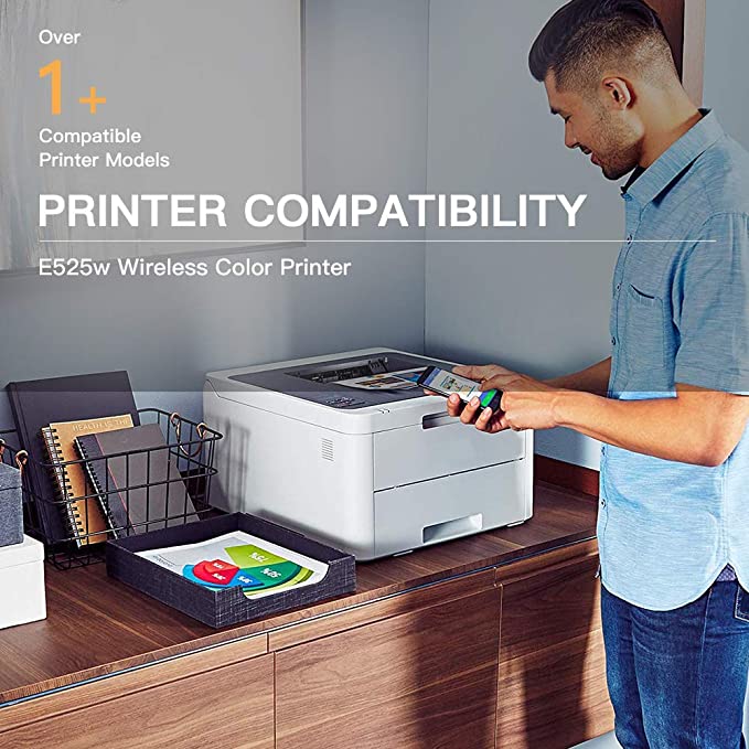 Compatible Toner Cartridg Dell E525W E525 525w 2 Pack E-Z Ink