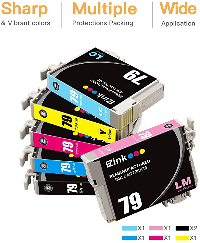 Remanufactured Ink Cartridge Epson 79 T079 7 Pack E-Z Ink