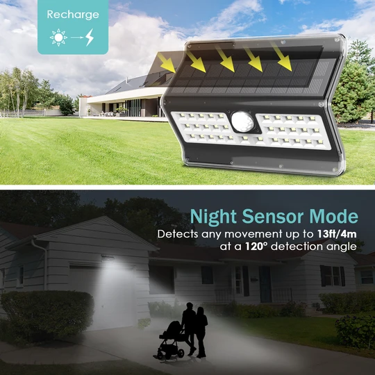 EZBASICS Solar Lights Outdoor 32 LED, Black Shape, 4 Pack ezbasics