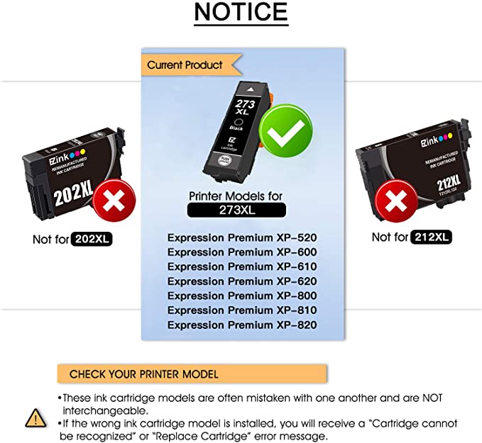 Remanufactured Ink Cartridge Epson 273XL T273XL 5 Pack E-Z Ink