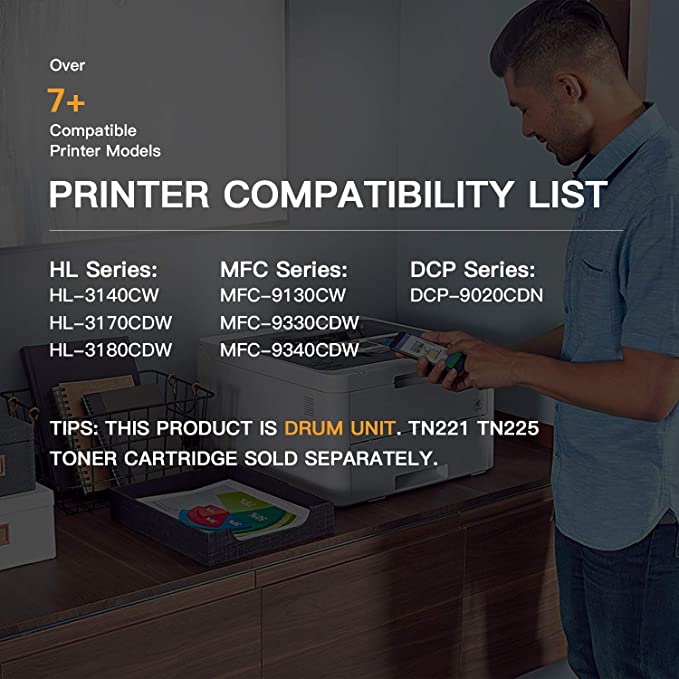 Remanufactured Drum Unit Brother DR221 DR-221 DR221CL 4 Pack E-Z Ink