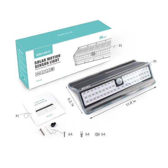 EZBASICS Solar Lights Outdoor 56 LED, Black Shape, 1 Pack ezbasics